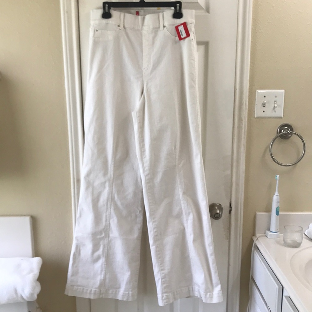 Spanx seamed front wide leg in ecru. XL- Tall